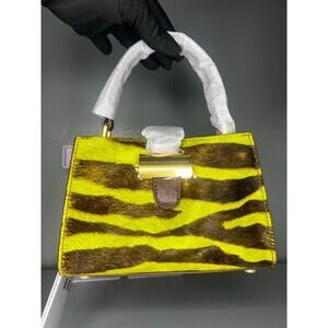 Brandon Blackwood Jordi Bag in Green Zebra Ponyhair with Brass Hardware